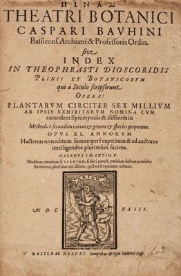 Lot 70 - Bauhin (Caspar).  Pinax Theatri Botanici..., Basel, 1623