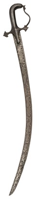 Lot 361 - Shamshir. A 19th century Indian shamshir with an engraved blade