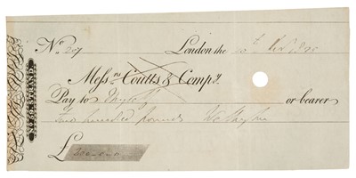 Lot 231 - Wellington (Arthur Wellesley, 1st Duke of, 1769-1852). Cheque signed ‘Wellington’
