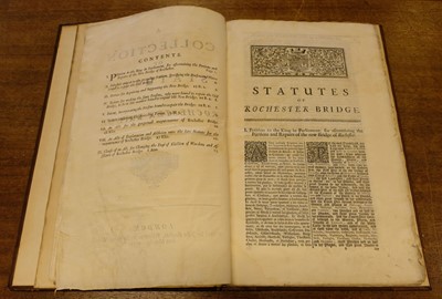 Lot 64 - Rochester, Kent. A collection of Statutes concerning Rochester Bridge, 1733