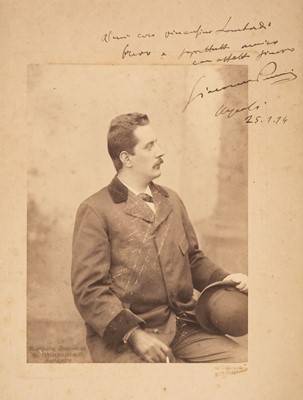 Lot 256 - Puccini (Giacomo, 1858-1924). Photograph signed, 'Giacomo Puccini', Naples, 25 January 1894