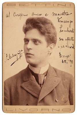 Lot 257 - Mascagni (Pietro, 1863-1945). Photograph signed, 'P. Mascagni', Florence, September 1890