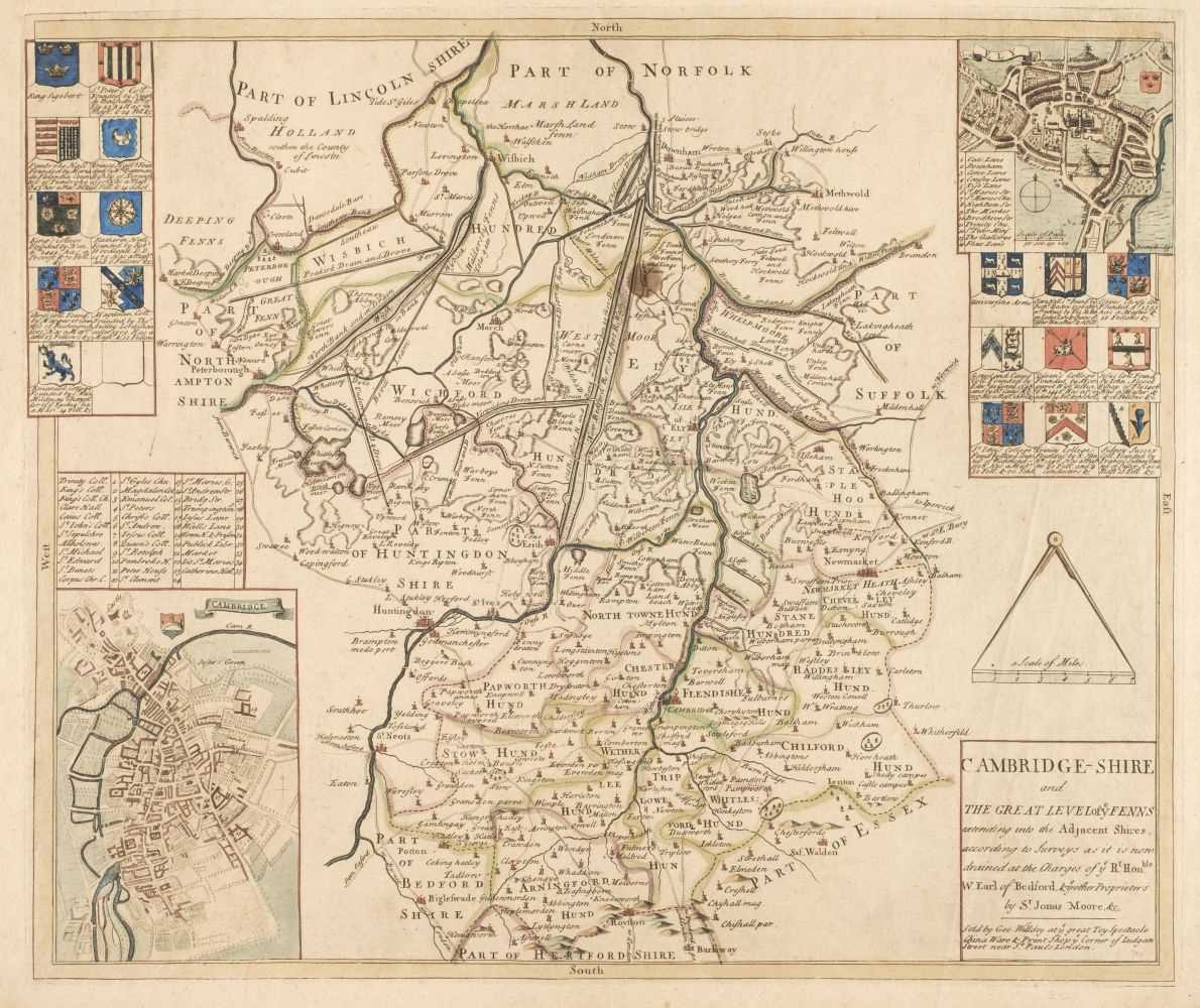 Lot 420 - Cambridgeshire. Willdey (George), Cambridge-Shire and the Great Level of ye Fens..., 1720