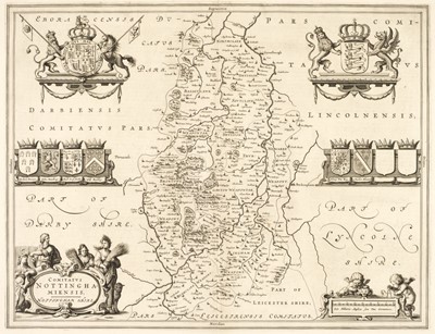 Lot 479 - Nottinghamshire. Blaeu (Johannes), Comitatus Nottinghamiensis Nottingham-shire, circa 1650