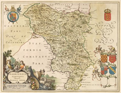 Lot 433 - Derbyshire. Blaeu (Johannes), Darbiensis Comitatus vernacule Darbie Shire, Amsterdam, 1660