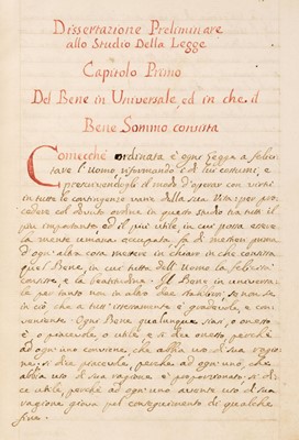 Lot 150 - Phillipps Manuscript. Legge Civili Justiniani, circa 1780