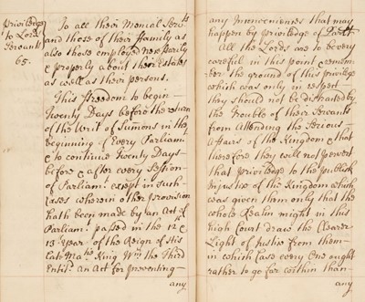 Lot 138 - House of Lords. Standing Orders of the House of Lords... , early 18th century