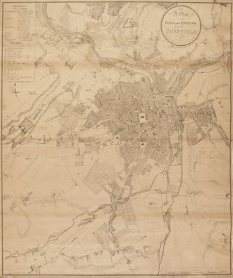 Lot 492 - Sheffield. Fairbank (W. & J.), A Map of the Town and Environs of Sheffield, 1808