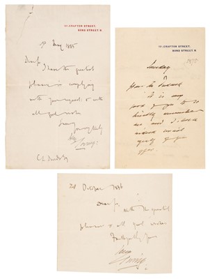 Lot 208 - Irving (Henry, 1838-1905). Letter Signed, 'Henry Irving', 15a Grafton Street, 19 May 1885