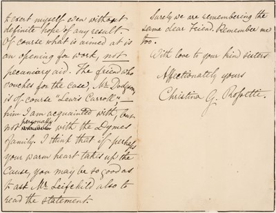 Lot 246 - Rossetti (Christina Georgina, 1830-1894). Autograph Letter Signed, ‘Christina G. Rossetti’