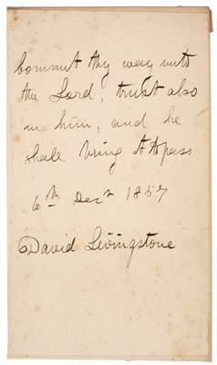 Lot 243 - Livingstone (David, 1813-1873). Autograph Quotation Signed, ‘David Livingstone’