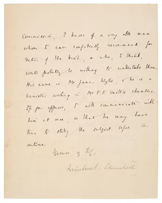 Lot 236 - Churchill (Winston Spencer, 1874-1965). Letter Signed, ‘Winston S. Churchill’