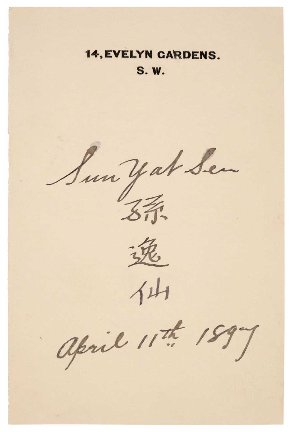 Lot 248 - Sun Yat-sen (1866-1925). Autograph signatures in Western and Chinese script