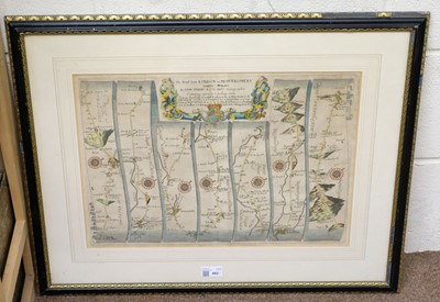 Lot 482 - Ogilby (John). Three strip road maps. circa 1676