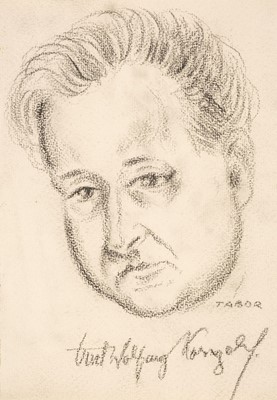 Lot 210 - Korngold (Erich Wolfgang, 1897-1957). Portrait of Korngold's head by Tabor [of Hamburg]