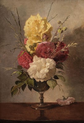 Lot 288 - French School. Still life of peonies in a goblet, late 19th century