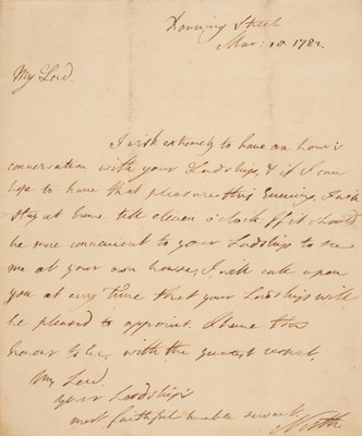 Lot 219 - North (Frederick, Lord, 1732-1792). Autograph Letter Signed, ‘North’