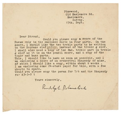 Lot 198 - Dolmetsch (Rudolph, 1906-1942). A series of 10 Typewritten Letters Signed, ‘Rudolph Dolmetsch’