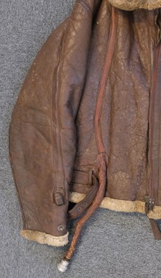 Lot 211 - Flying Jacket. A WWII RAF electrically wired Irvin brown leather flying jacket