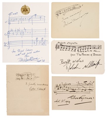 Lot 193 - Composers' Autographs. A group of 15 Autograph Musical Quotations Signed