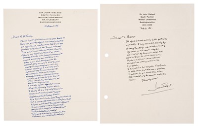 Lot 202 - Gielgud (John, 1904-2000). A series of 5 Autograph and 4 Typewritten Letters Signed
