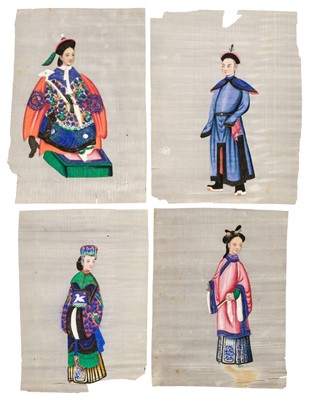 Lot 518 - Chinese Export School. A group of 9 watercolour drawings on pith paper, mid 19th century