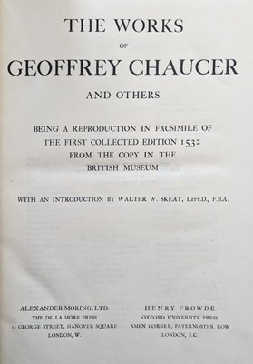 Lot 186 - Chaucer (Geoffrey). Works, London: De La More Press/OUP,  [1905]