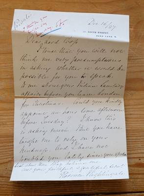 Lot 218 - Nightingale (Florence, 1820-1910). Two Autograph Letters Signed, 'Florence Nightingale'