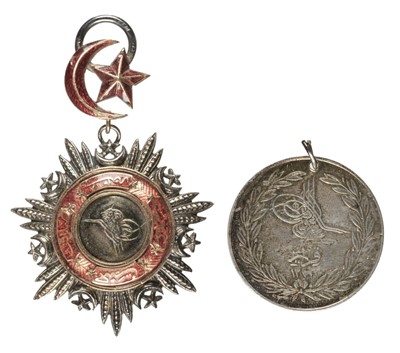 Lot 393 - Crimean War. Turkish Order of the Medjidie, 5th class and Turkish Crimea Medal