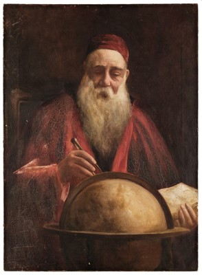 Lot 178 - The Cartographer. Portrait of an academic with a globe, circa 1850