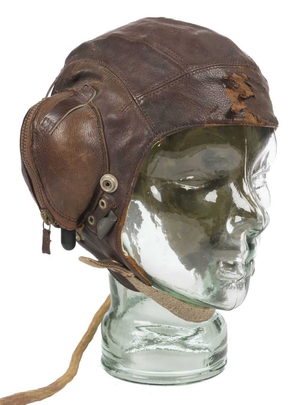 Lot 201 - Flying Helmet. A WWII Battle of Britain period FAA C Type flying helmet