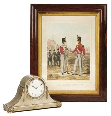 Lot 307 - Oxfordshire Regiment. An Edwardian clock of 52nd (Oxfordshire) Regiment of Foot plus print