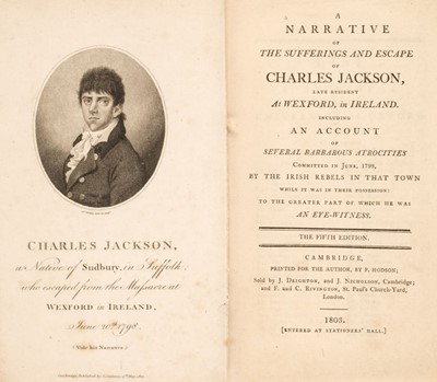 Lot 354 - Jackson (Charles). A Narrative of the Sufferings and Escape of Charles Jackson