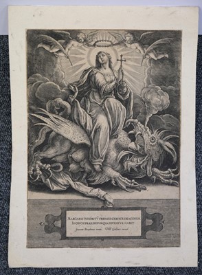 Lot 200 - Wierix (Hieronymus, 1553-1619). Saint Margaret of Antioch, plus Justus Sadeler, Saint Jerome