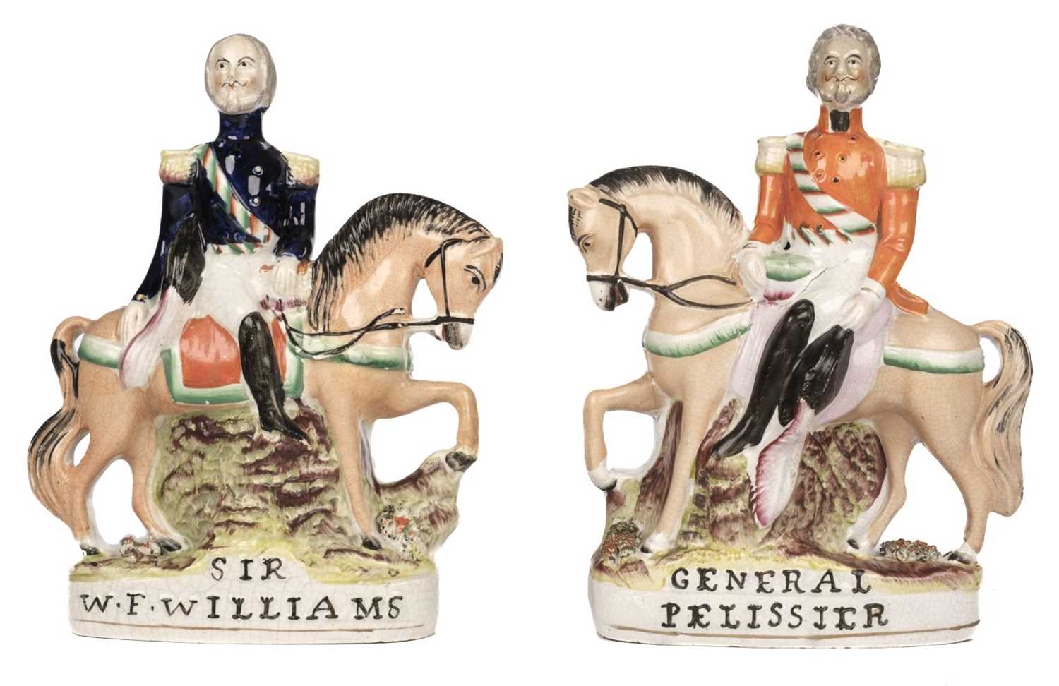 Lot 314 - Military Figures. A Victorian Staffordshire figure Sir W.F. Williams and General Pelissier