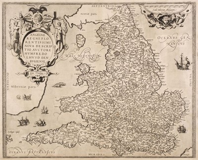 Lot 122 - England & Wales. Ortelius (A. & Lhuyd H.), Angliae Regni Florentissimi nova descriptio..., 1573