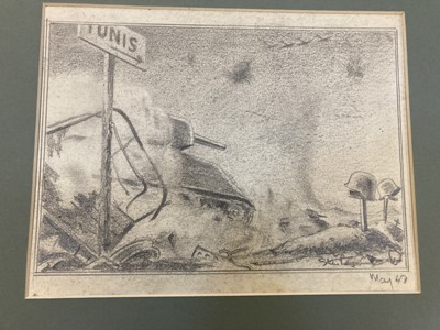 Lot 268 - Pearsall (Stan). The Tunisian Campaign 1942 to 1943, a collection of 8 original pencil sketches