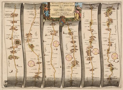Lot 154 - Ogilby (John). Three strip road maps, circa 1676