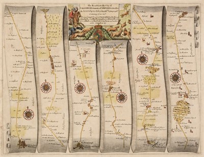 Lot 152 - Ogilby (John). Four strip road maps, 1675 - 98