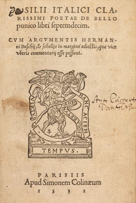 Lot 217 - Silius Italicus (Tiberius Catius). De Bello Punico libri septemdecim, 1531