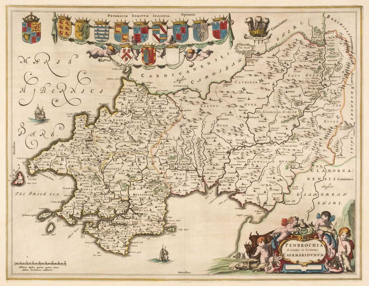 Lot 170 - Wales. A collection of 18 county maps, 17th - 19th century