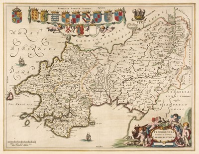Lot 170 - Wales. A collection of 18 county maps, 17th - 19th century