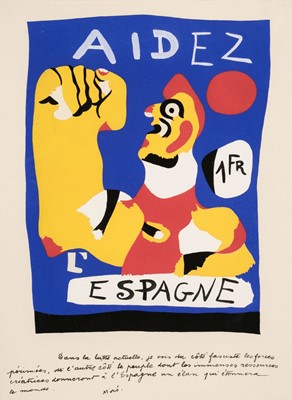 Lot 402 - Miró (Joan, 1893-1983). Aidez l’Espagne, 1937, colour pochoir