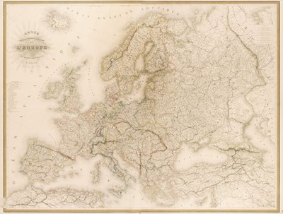 Lot 129 - Europe. Andriveau (J. & Goujon J.). Carte Physique et Politique de l'Europe, Paris, 1843