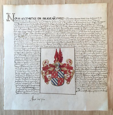 Lot 223 - Grant of Arms. Late 16th century manuscript copy of a Grant of Arms to Rolant Longin, 1555