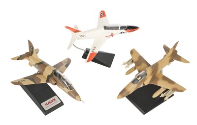 Lot 73 - Desktop Model Aircraft. Saudi Air Force Hawk composite model by Mastermodels and two others