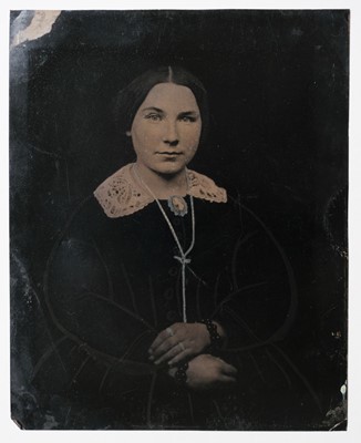 Lot 172 - Tintypes. Portrait of a seated middle-aged woman, c. 1880