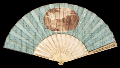 Lot 361 - Scenic fan. A folding fan depicting West Wycombe Park, Buckinghamshire, circa 1793