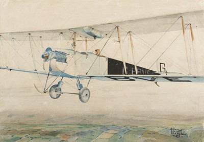 Lot 115 - Bradshaw (Stanley Orton, 1903-1950). WWI biplane, watercolour