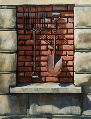 Lot 472 - Bonney (Peter, 1953-). Shovel and Fork, oil on board, signed and dated 2003